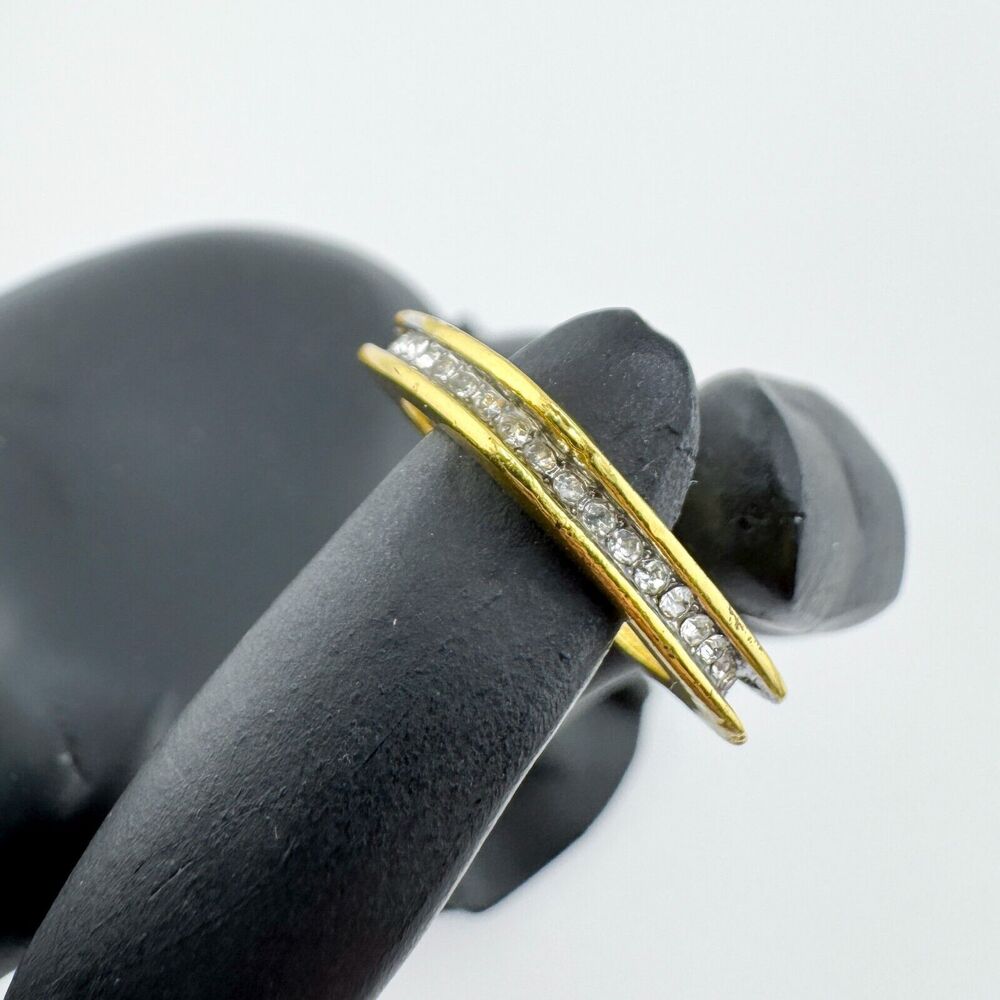 Vintage Rhinestone Square Band Stack Glamour Minimalist Sparkle Retro